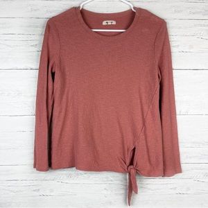 Madewell Pink Long Sleeve Tie Top